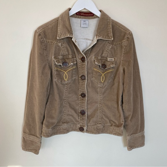 Vintage Y2K Z Cavaricci Cropped Corduroy Jacket Size Small Tan - Picture 2 of 8